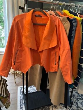 bagatelle Coral Cropped Draped Pleather Jacket